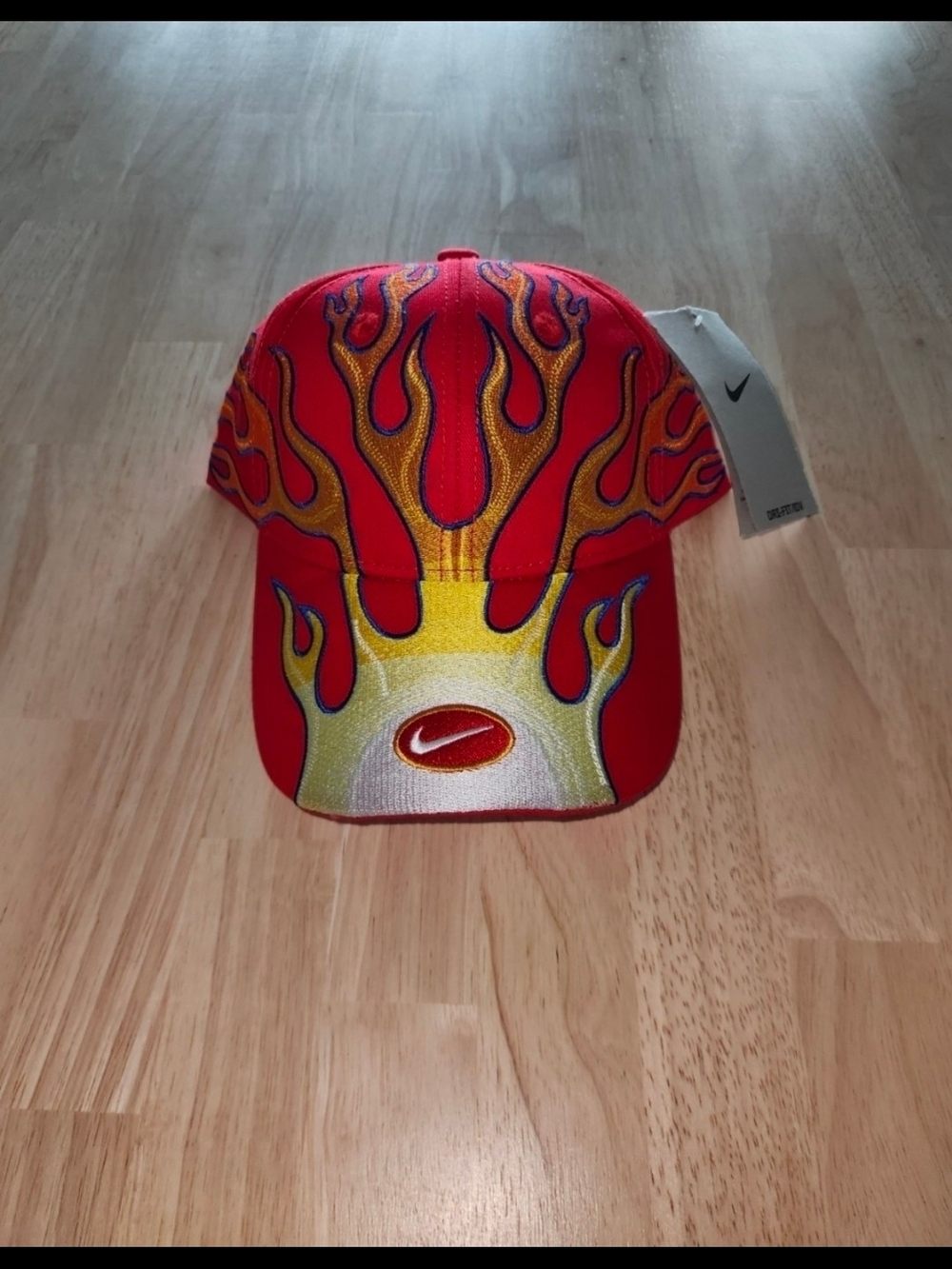 Vintage Y2K Throwback Style Nike Red and Orange Flame Hat  Adult  Unisex  Medium